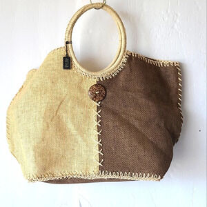 Bijoux Terner shopper canvas boho tote  beige/brown
